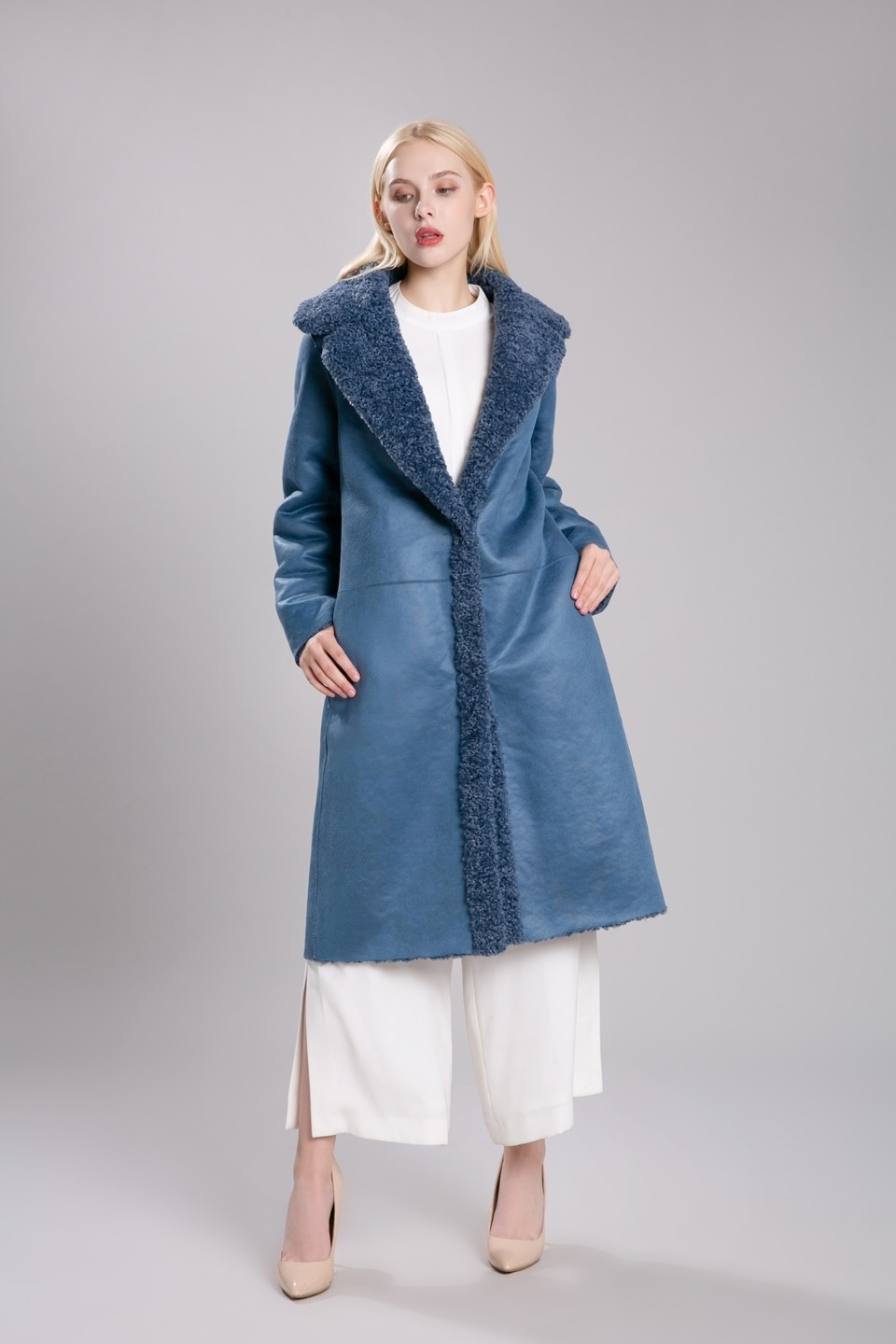 2019 reversible fake mustang coat (D,blue)